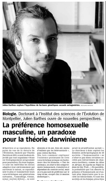 Image de l'article La préférence homosexuelle masculine, un paradoxe pour la théorie darwinienne