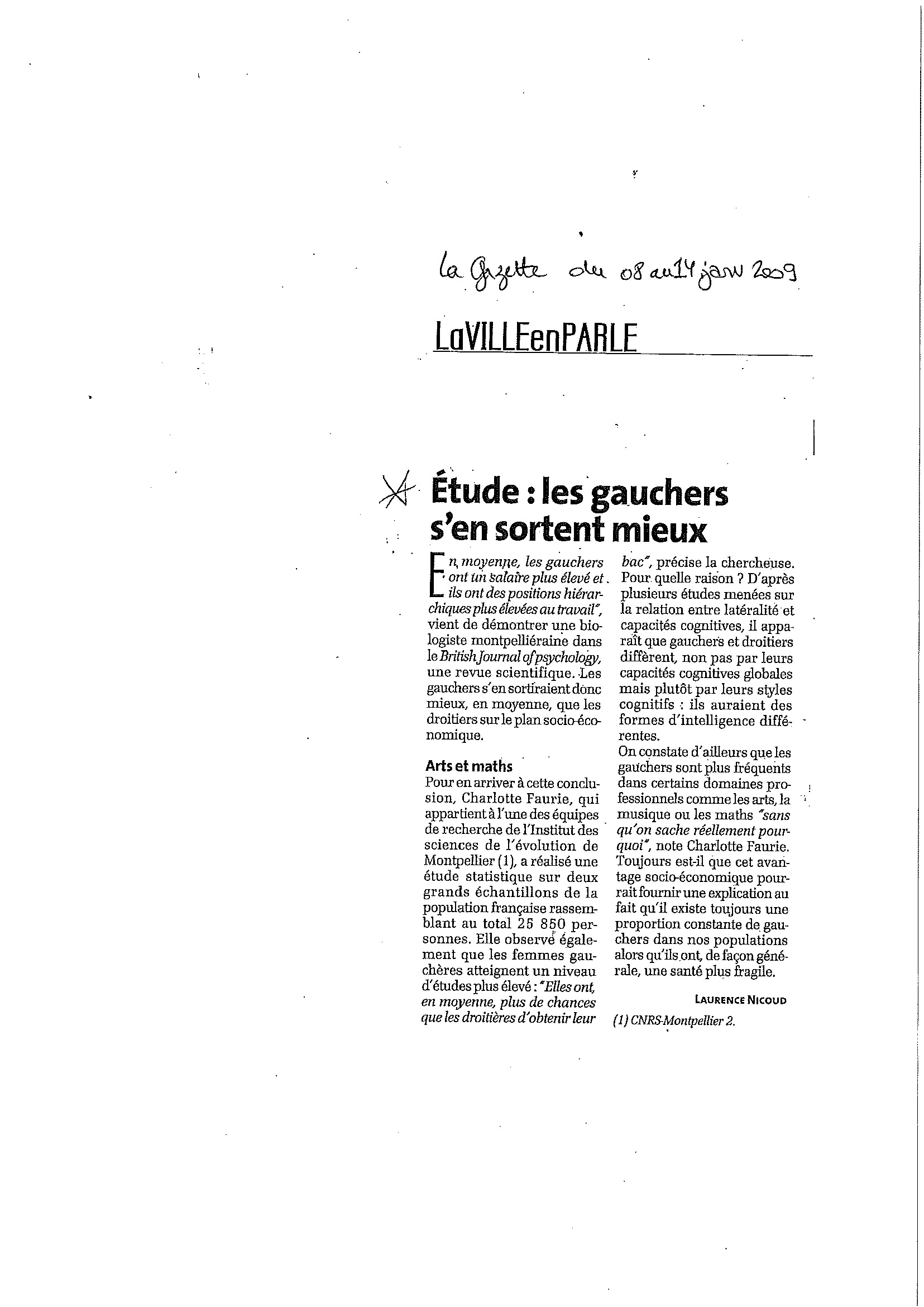 Image de l'article Les gauchers s'en sortent mieux