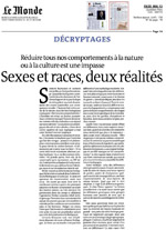 Image de l'article Sexes et races, deux réalités