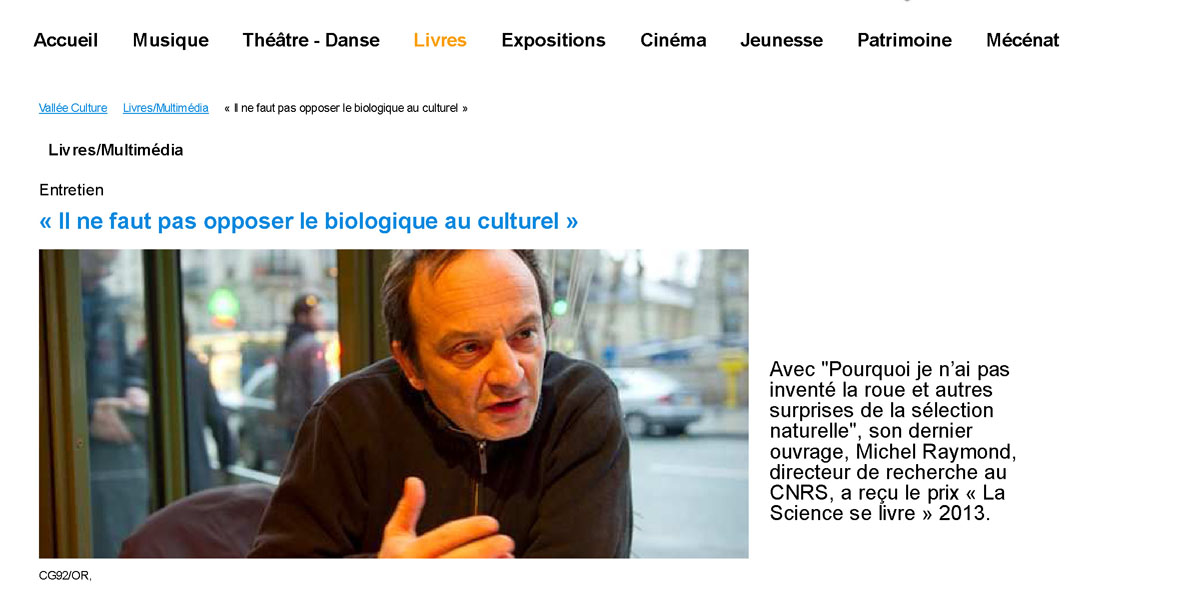 Image de l'article « Il ne faut pas opposer le biologique au culturel »